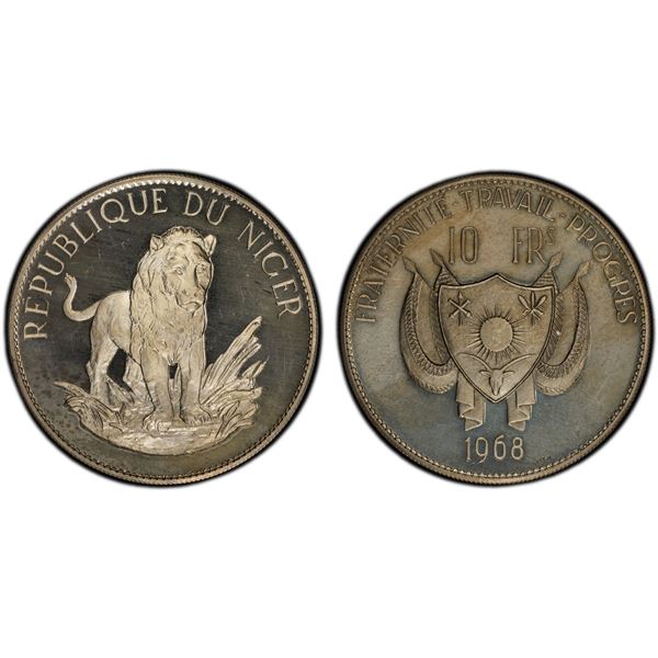 NIGER: Republic, AR 10 francs, 1968, PCGS PF64 Cameo