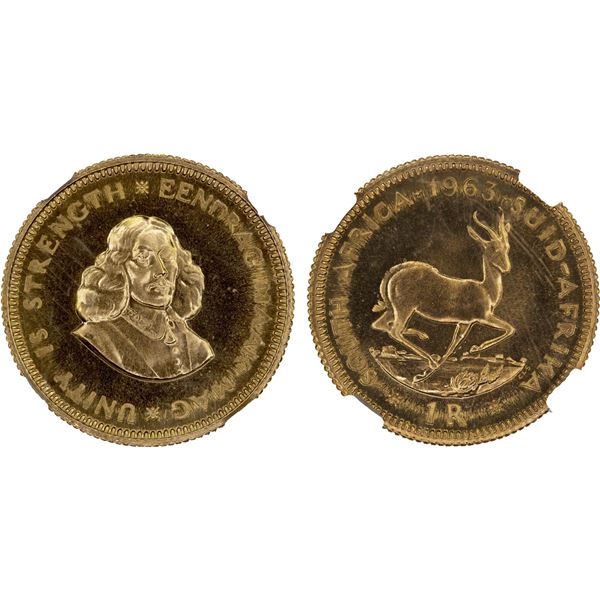 SOUTH AFRICA: Republic, AV rand, 1963, NGC Proof 66