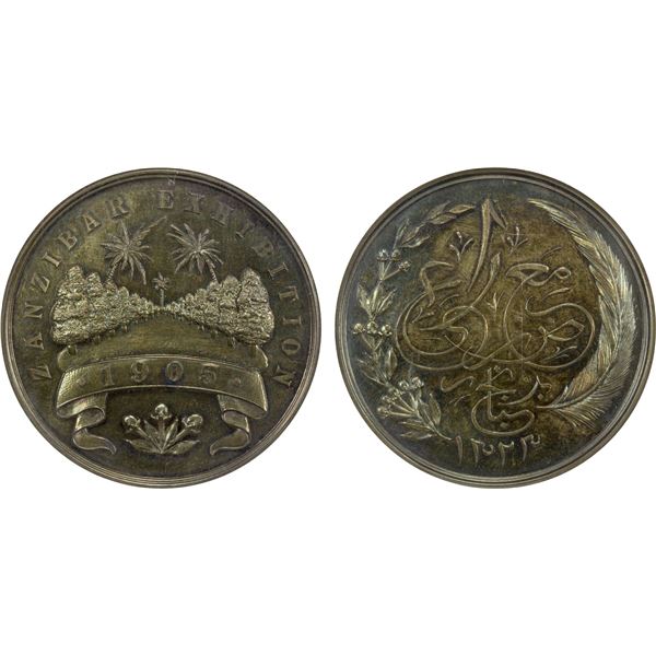 ZANZIBAR: Sayyid Ali bin Hamud, 1901-1911, AR medal, 1905, NGC MS64