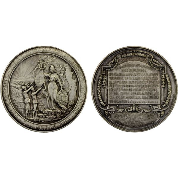ARGENTINA: Republic, AR medal (179.6g), 1909, Choice VF