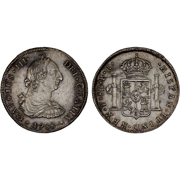 BOLIVIA: Carlos III, 1759-1788, AR 8 reales, 1788-PTS, XF-AU
