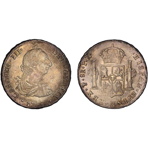 BOLIVIA: Carlos III, 1759-1788, AR 8 reales, 1788-PTS, PCGS AU55