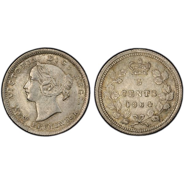 CANADA: NEW BRUNSWICK: Victoria, 1837-1867, AR 5 cents, 1864, PCGS MS62