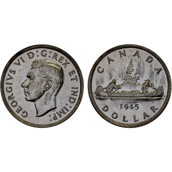 CANADA: George VI, 1936-1952, AR dollar, 1945, Unc