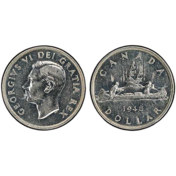 CANADA: George VI, 1936-1052, AR dollar, 1948, PCGS AU55