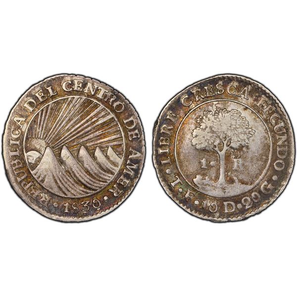 CENTRAL AMERICAN REPUBLIC: AR real, Tegucigalpa, 1830-T, PCGS VF35
