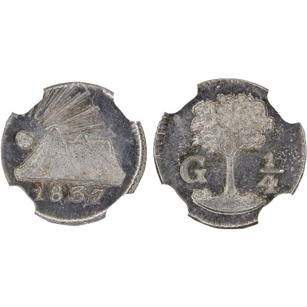 CENTRAL AMERICAN REPUBLIC: AR 1/4 real, 1837-G, NGC MS66