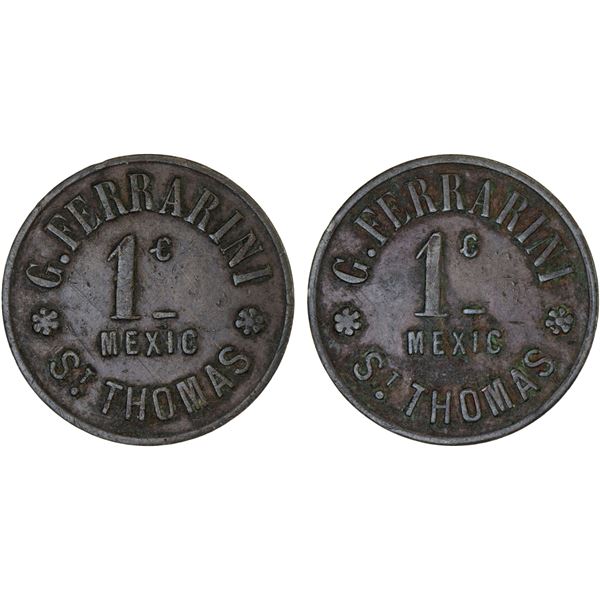 DANISH WEST INDIES: Giuseppe Ferrarini, AE cent token, ND, VF-XF