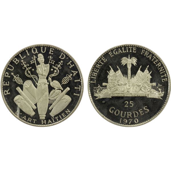 HAITI: Republic, AR 25 gourdes, 1970, Proof