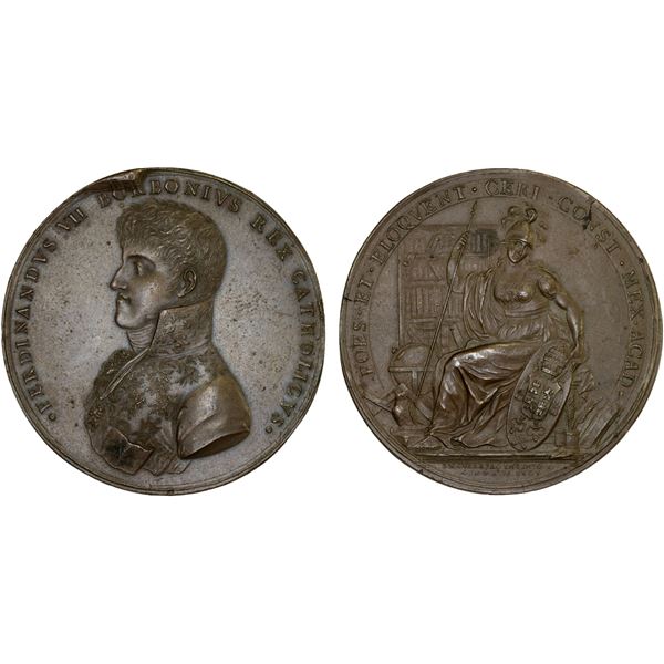 MEXICO: Fernando VII, 1808-1821, AE medal (43.94g), 1809, AU
