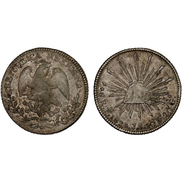 MEXICO: Republic, AR 8 reales (26.73g), San Luis Potosi, 1834-Pi, XF