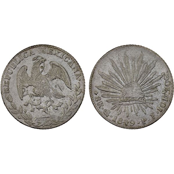 MEXICO: Republic, AR 8 reales (26.82g), 1849-Go, XF