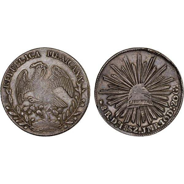 MEXICO: Republic, AR 8 reales (26.85g), 1852-Do, VF-XF