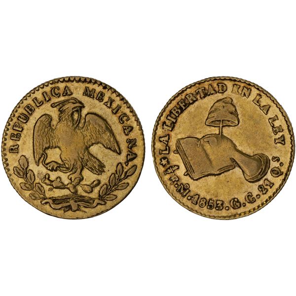 MEXICO: Republic, AV 1/2 escudo, 1853-Mo, VF-XF