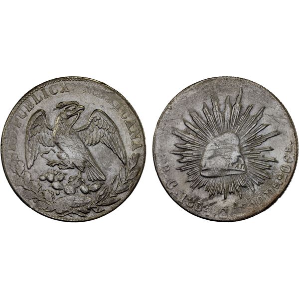 MEXICO: Republic, AR 8 reales (26.95g), 1854-C, XF