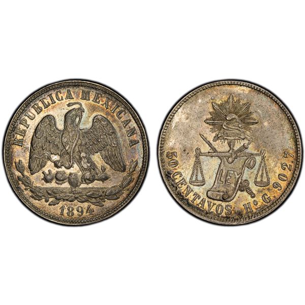 MEXICO: Republic, AR 50 centavos, 1894-Ho, PCGS AU55