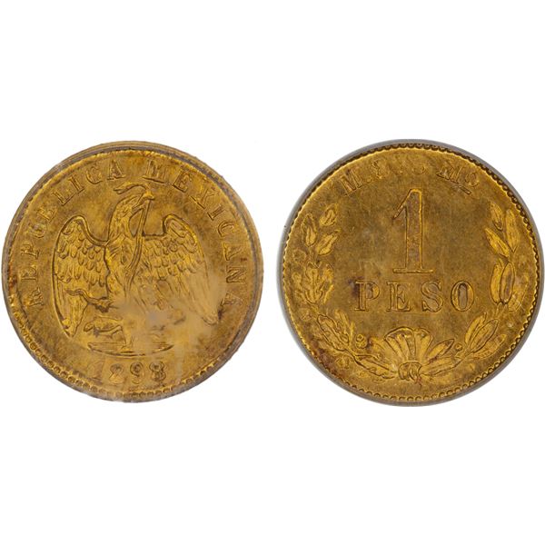 MEXICO: Republic, AV peso, 1898/7-Mo, PCGS MS63 BN