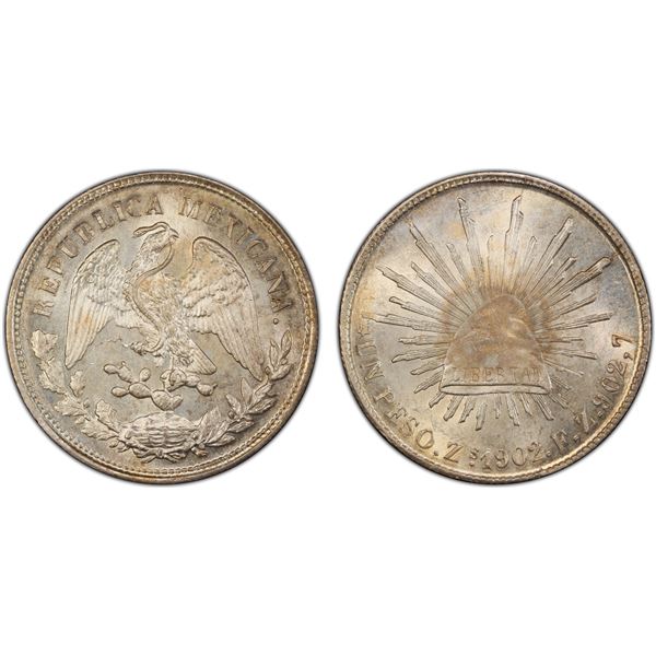 MEXICO: Republic, AR peso, 1902-Zs, PCGS MS63