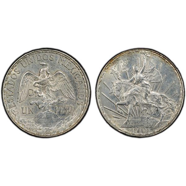 MEXICO: Estados Unidos, AR peso, 1910, PCGS UNC details