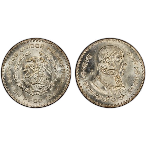MEXICO: Estados Unidos, AR peso, 1957-Mo, PCGS MS67