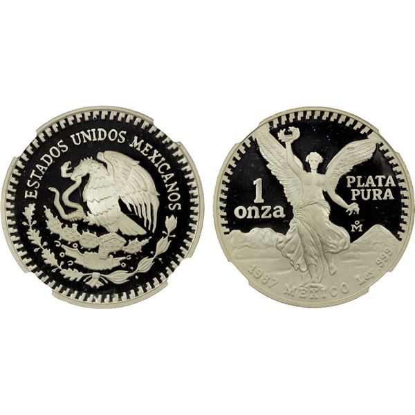 MEXICO: Estados Unidos, AR onza, 1987-Mo, NGC Proof 69 Ultra Cameo