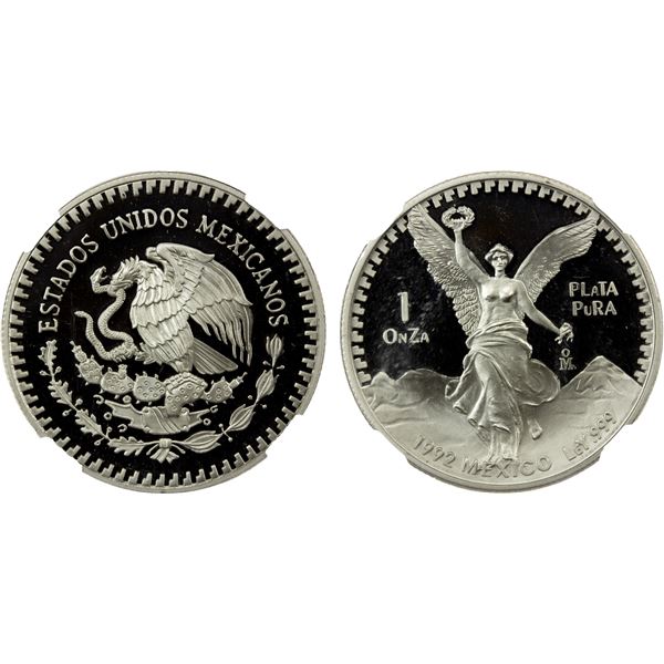 MEXICO: Estados Unidos, AR onza, 1992-Mo, NGC Proof 70 Ultra Cameo
