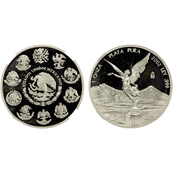 MEXICO: Estados Unidos, AR onza, 2002-Mo, NGC Proof 68 Ultra Cameo