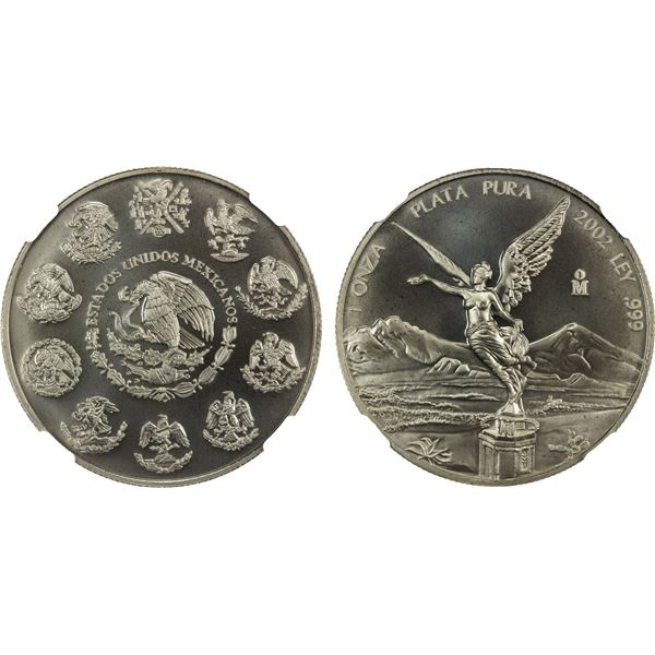 MEXICO: Estados Unidos, AR onza, 2002-Mo, NGC MS69
