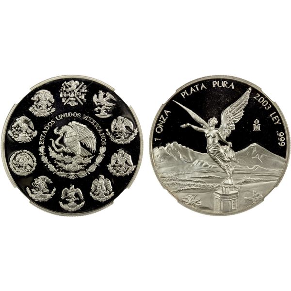 MEXICO: Estados Unidos, AR onza, 2003-Mo, NGC Proof 69 Ultra Cameo