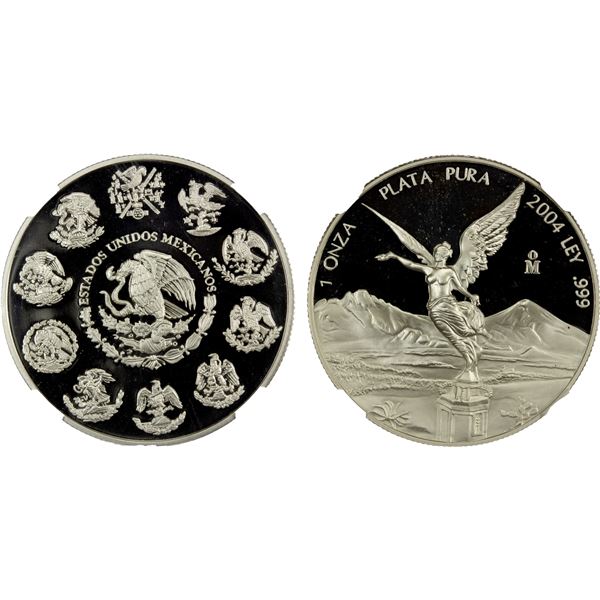 MEXICO: Estados Unidos, AR onza, 2004-Mo, NGC Proof 69 Ultra Cameo