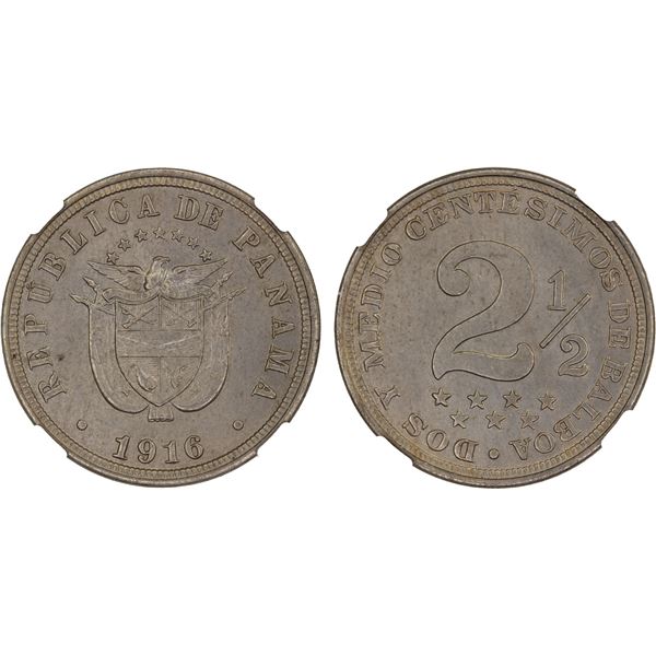 PANAMA: Republic, 2½ centesimos, 1916, NGC MS65