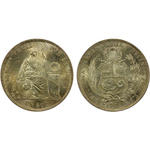 PERU: Republic, AR sol, 1872, PCGS MS64