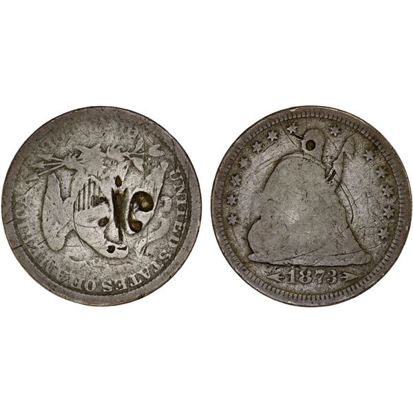 PUERTO RICO: Spanish Colony, AR 1/4 dollar (5.82g), ND (1884), Fine on Good-VG host