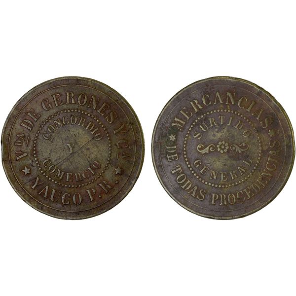 PUERTO RICO: Spanish Colony, token (8.47g), ND (1880's), VF