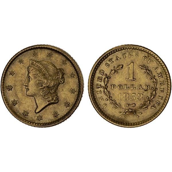 UNITED STATES: AV dollar, 1853, XF