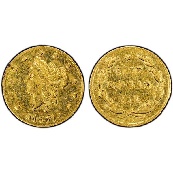 UNITED STATES: AV 1/2 dollar (0.39g), 1871, PCGS AU58