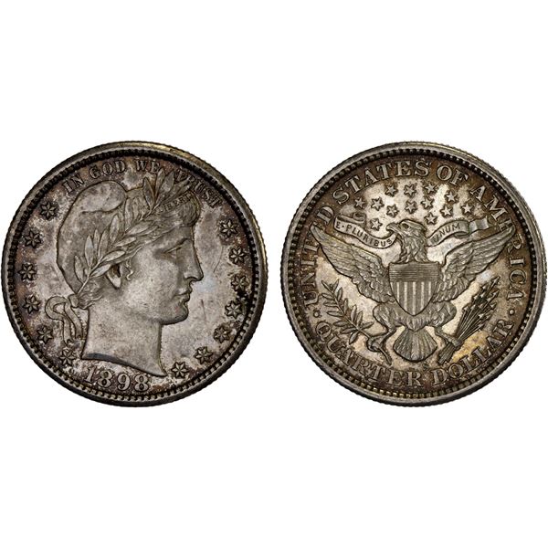 UNITED STATES:  AR 25 cents, 1898-S, Unc