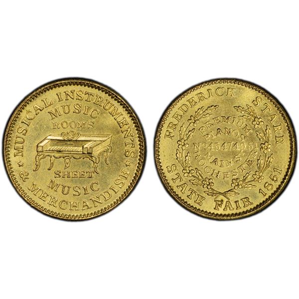 UNITED STATES: AE token, Frederick M. Starr, Rochester, New York, 1851, PCGS MS65