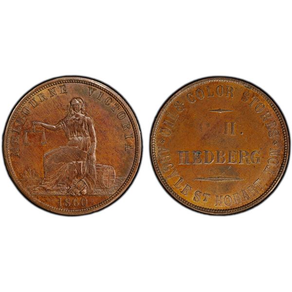 AUSTRALIA: AE penny token, 1860, PCGS MS62 BN
