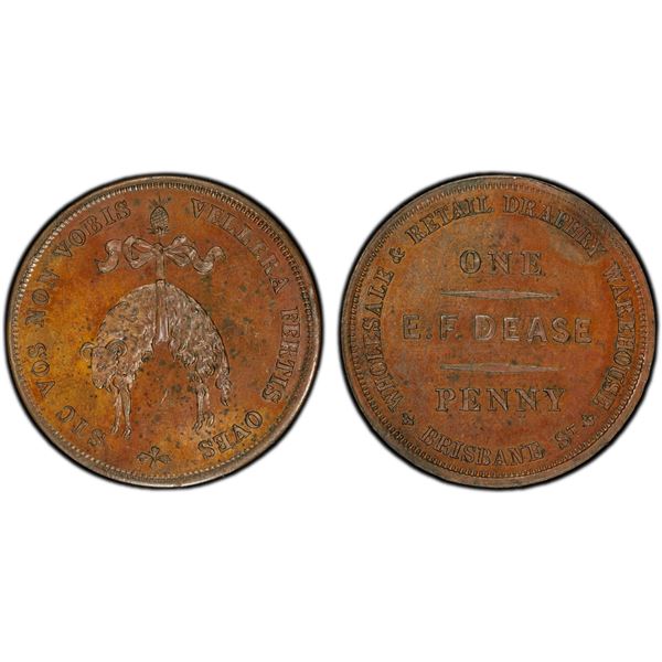 AUSTRALIA: AE penny token, ND (1865), PCGS MS63 BN