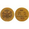 Image 1 : KEELING-COCOS ISLANDS: John S. Clunies Ross, 1910-1944, 2 rupees token, 1913, VF