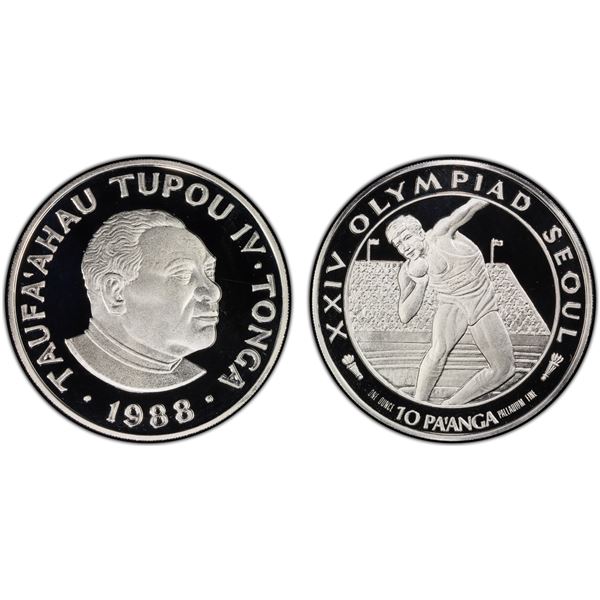TONGA: Taufa'ahau IV, 1967-2006, PD 10 pa'anga, 1988, PCGS Proof 69 DCAM