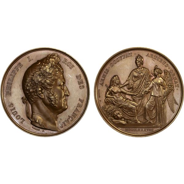 ALGERIA: Louis Philippe I, 1830-1848, AE medal (85.00g), 1838, Unc