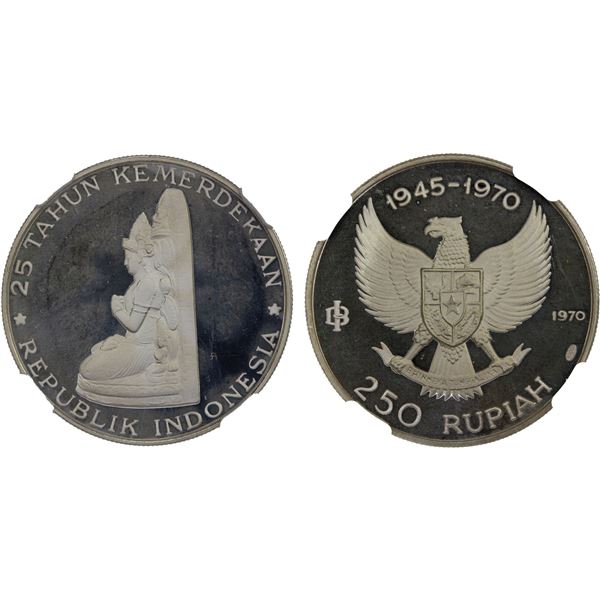 INDONESIA: Republic, AR 250 rupiah, 1970, NGC Proof 66 Ultra Cameo