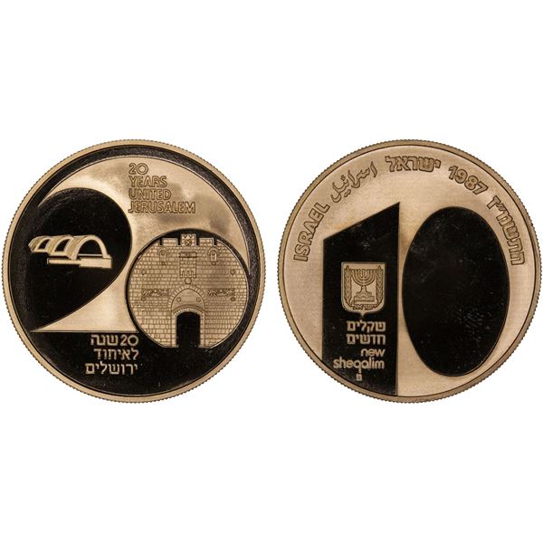 ISRAEL: AV 10 new sheqalim, 1987/JE5747, Proof