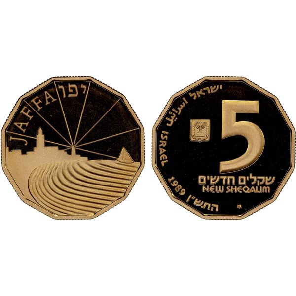 ISRAEL: AV 5 new sheqalim, 1989/JE5750, Proof