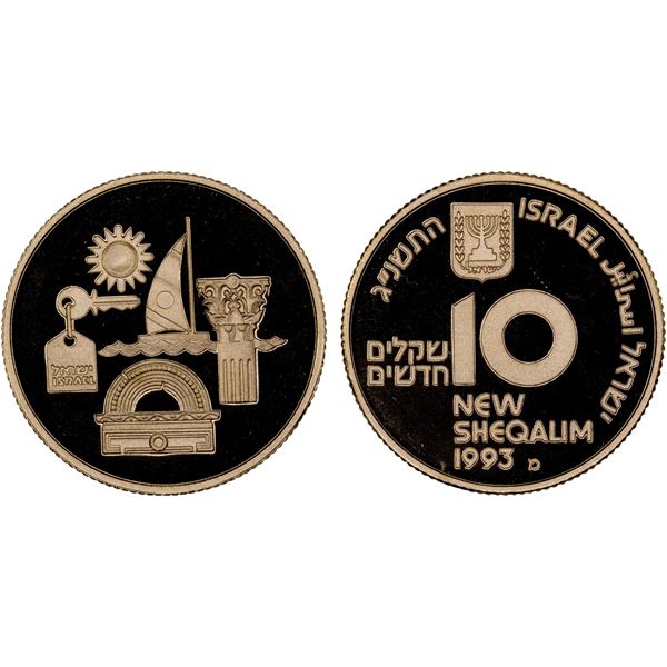ISRAEL: AV 10 new sheqalim, 1993/JE5753, Proof