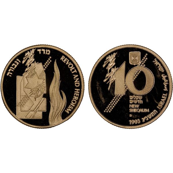 ISRAEL: AV 10 new sheqalim, 1993/JE5753, Proof