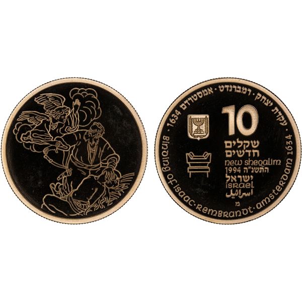 ISRAEL: AV 10 new sheqalim, 1994/JE5755, Proof