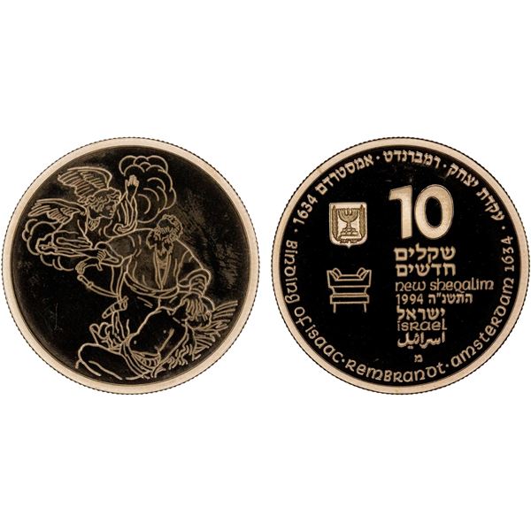 ISRAEL: AV 10 new sheqalim, 1994/JE5755, Proof
